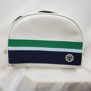 TORY BURCH SPORT navy blue green white travel makeup toiletries double zip bag
